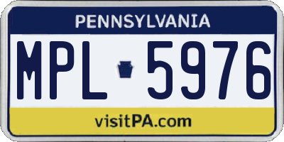 PA license plate MPL5976