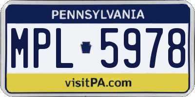 PA license plate MPL5978