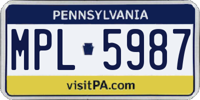 PA license plate MPL5987