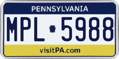 PA license plate MPL5988