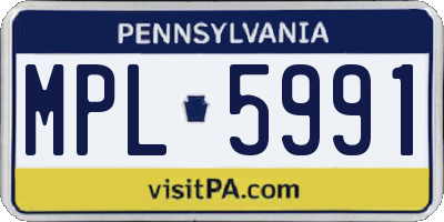 PA license plate MPL5991