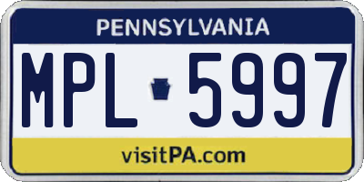 PA license plate MPL5997