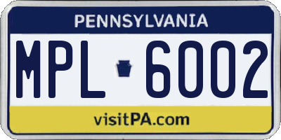 PA license plate MPL6002