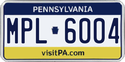 PA license plate MPL6004