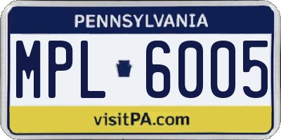 PA license plate MPL6005