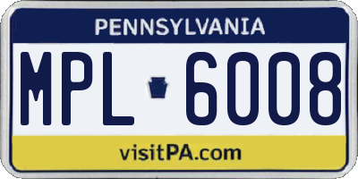 PA license plate MPL6008