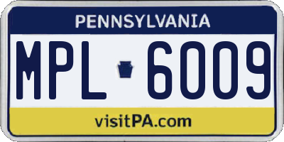PA license plate MPL6009