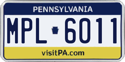 PA license plate MPL6011