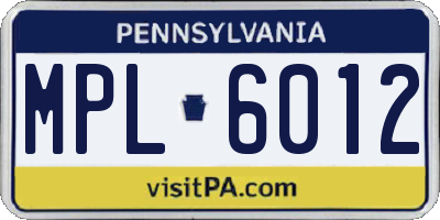 PA license plate MPL6012