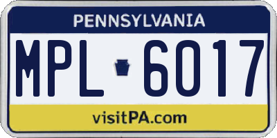 PA license plate MPL6017