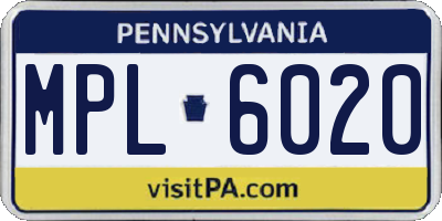PA license plate MPL6020