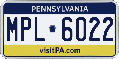 PA license plate MPL6022