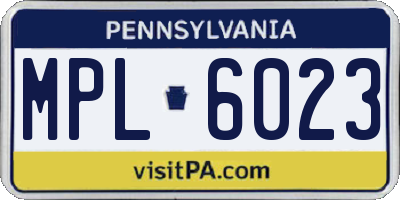 PA license plate MPL6023