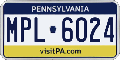 PA license plate MPL6024