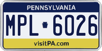 PA license plate MPL6026