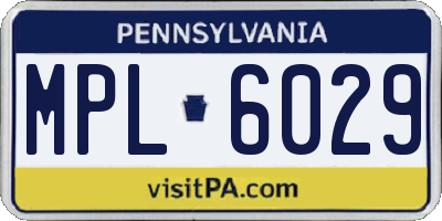 PA license plate MPL6029