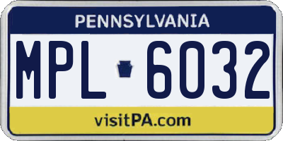 PA license plate MPL6032