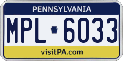 PA license plate MPL6033