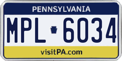 PA license plate MPL6034