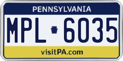 PA license plate MPL6035