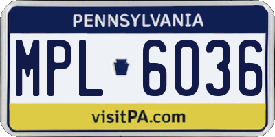 PA license plate MPL6036