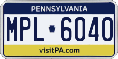 PA license plate MPL6040