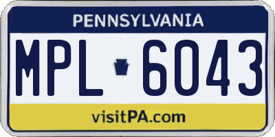 PA license plate MPL6043
