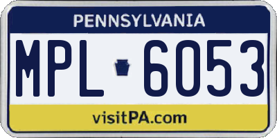PA license plate MPL6053