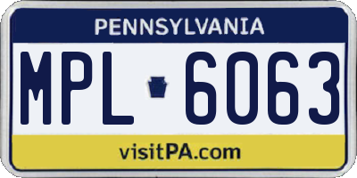 PA license plate MPL6063