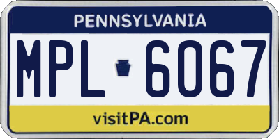 PA license plate MPL6067