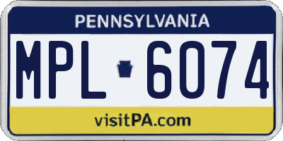 PA license plate MPL6074