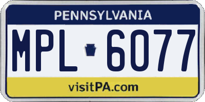 PA license plate MPL6077