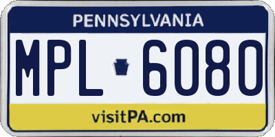 PA license plate MPL6080