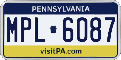 PA license plate MPL6087