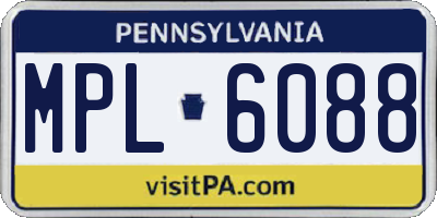 PA license plate MPL6088