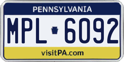 PA license plate MPL6092