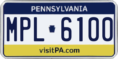 PA license plate MPL6100