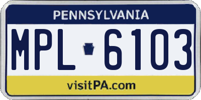 PA license plate MPL6103