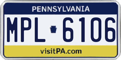 PA license plate MPL6106