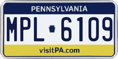 PA license plate MPL6109