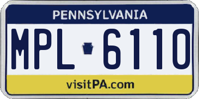 PA license plate MPL6110