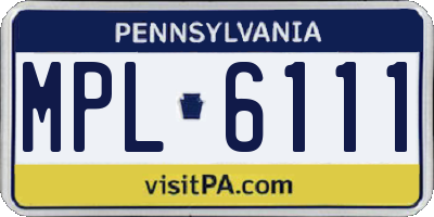 PA license plate MPL6111