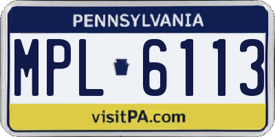 PA license plate MPL6113