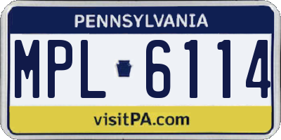 PA license plate MPL6114