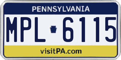 PA license plate MPL6115