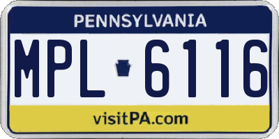 PA license plate MPL6116