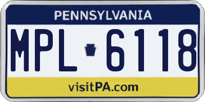 PA license plate MPL6118