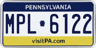 PA license plate MPL6122