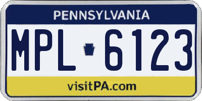 PA license plate MPL6123