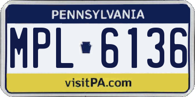 PA license plate MPL6136